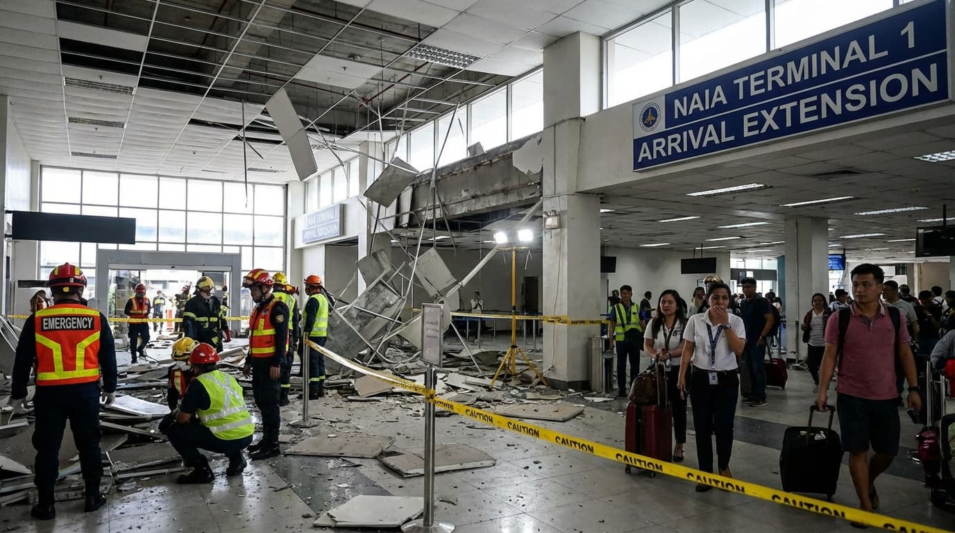 NAIA 1 Extension Collapses! 7 Injured! Airport Chaos Ensues! What's Next for Philippine Travel?!