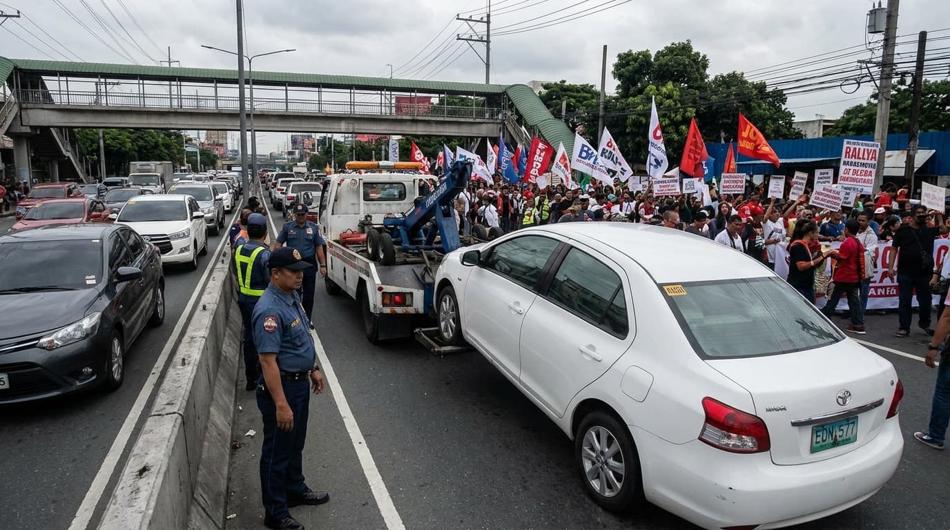 Mga Sasakyan, Naka-TOW Habang Nagra-Rally sa EDSA?! Ang Totoo Dito!