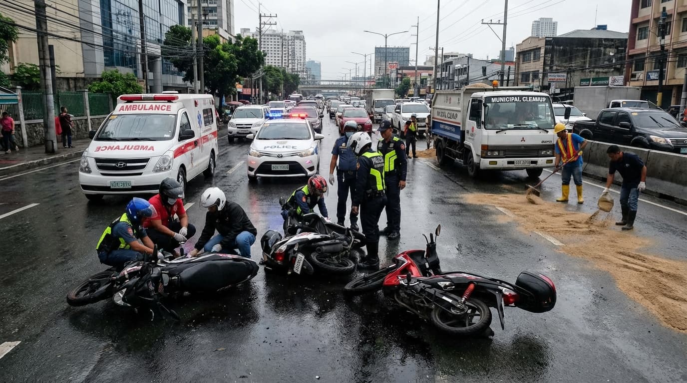 Langis sa Kalsada, Tatlong Motorista ang Nalaglag! May Kinalaman Kaya ang Pradabet?!